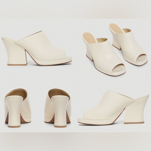 Bottega Veneta Nappa Stack Mule Sandals Sea Salt off white chunky block heel - Picture 3 of 12